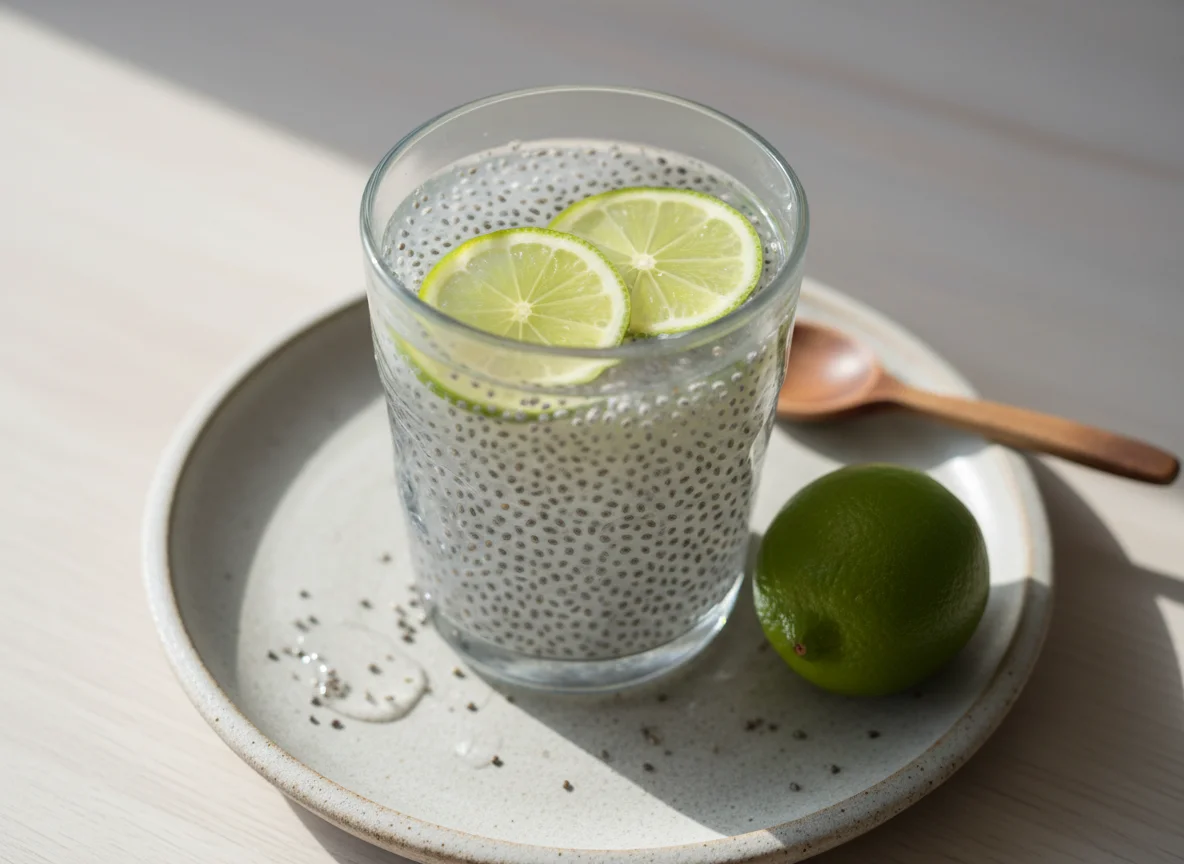 Напиток с семенами чиа и лаймом photo