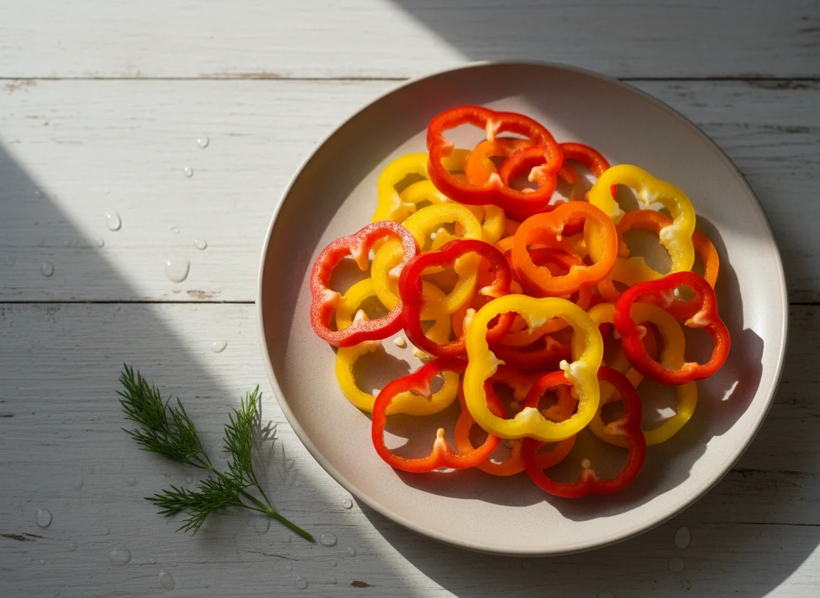 Нарезанный сладкий перец photo