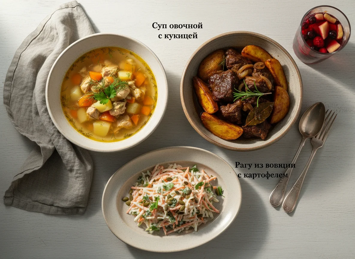 Обед из трех блюд photo