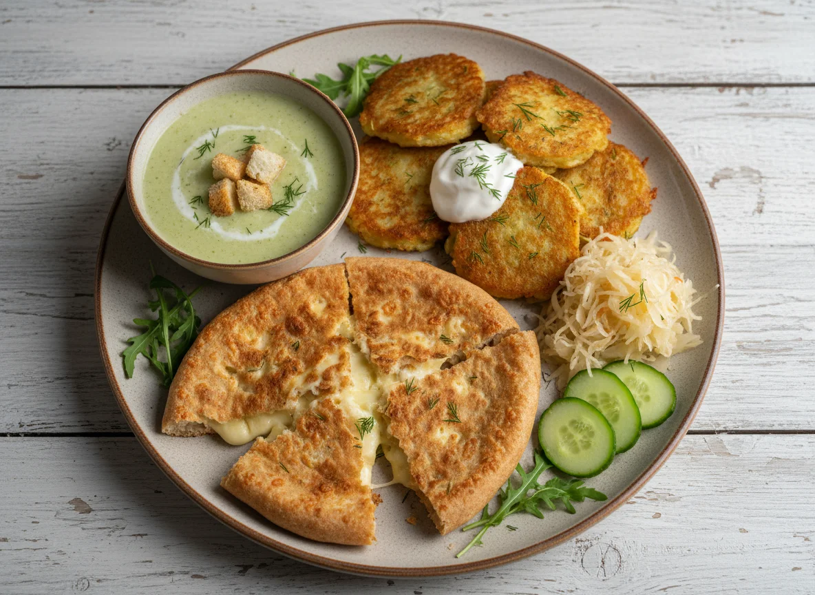 Обед с гречневой лепёшкой и драниками photo