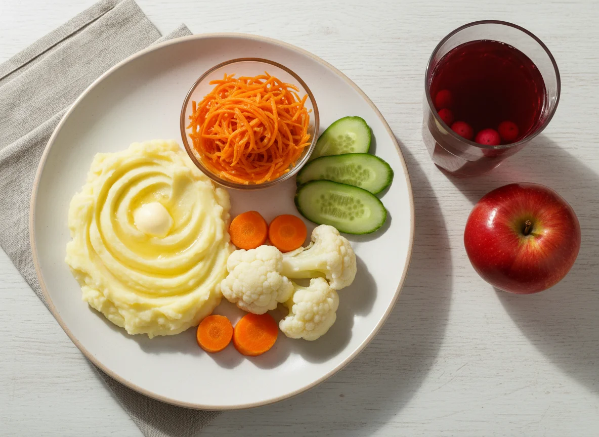 Обед с картофельным пюре, овощами и салатом photo