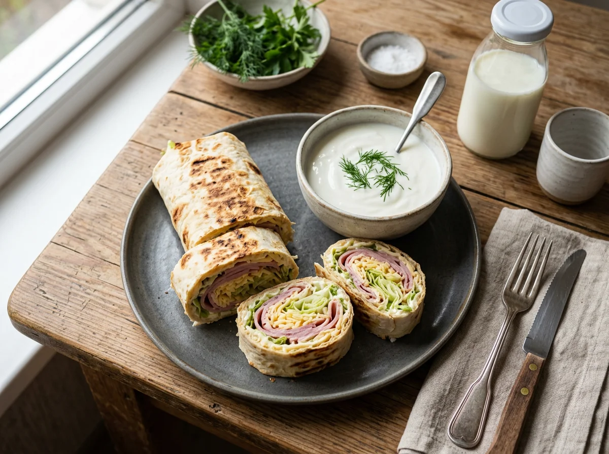 Обед с лавашом и йогуртом photo