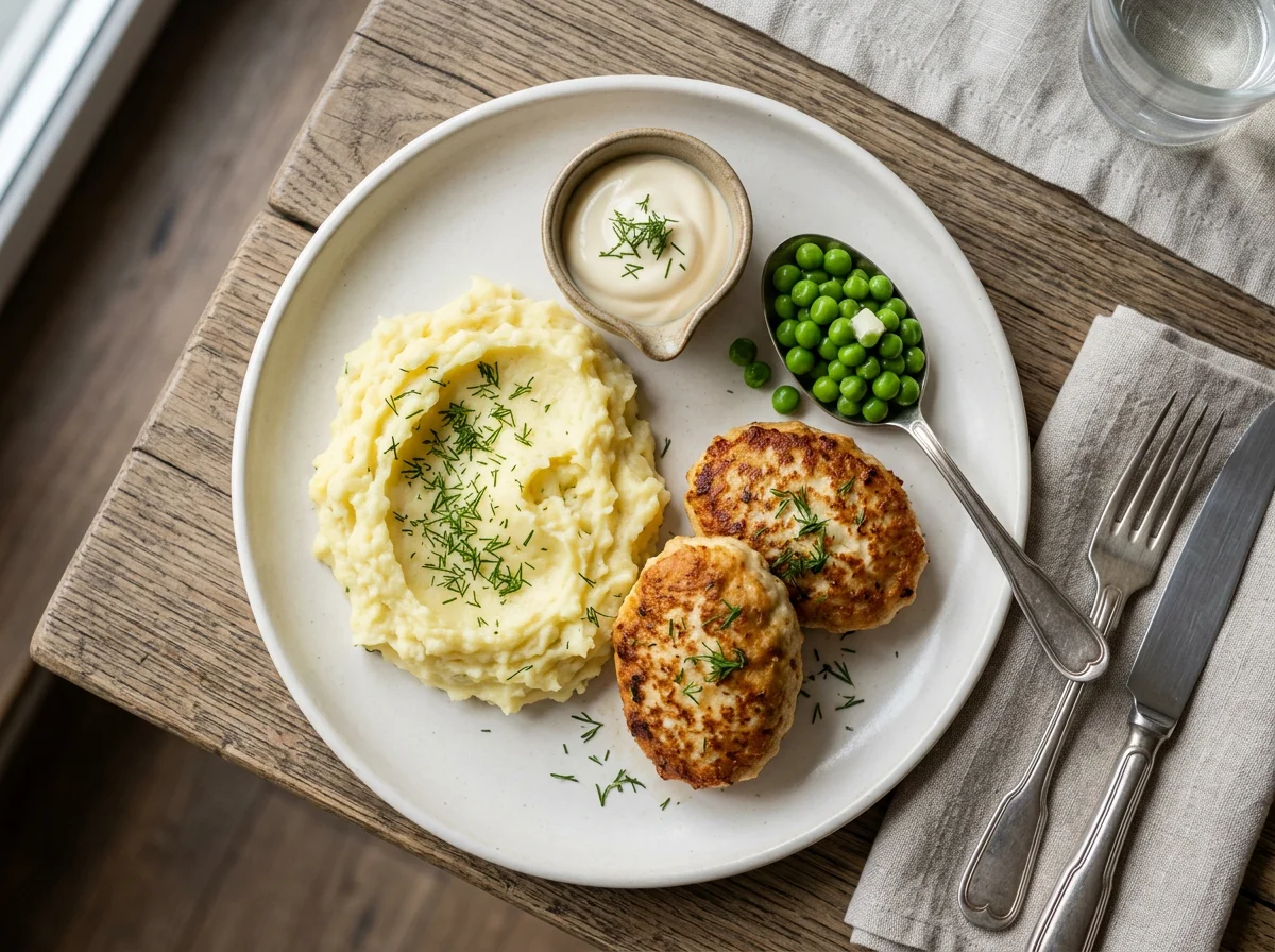 Обед с пюре и котлетами photo