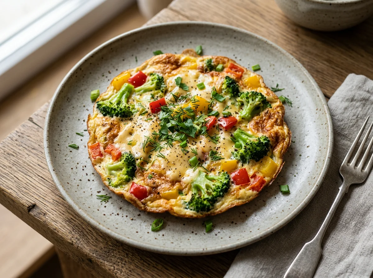 Омлет с брокколи и перцем photo