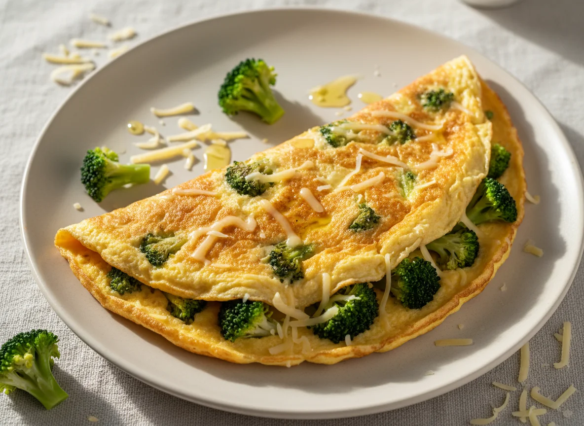 Омлет с брокколи и сыром photo
