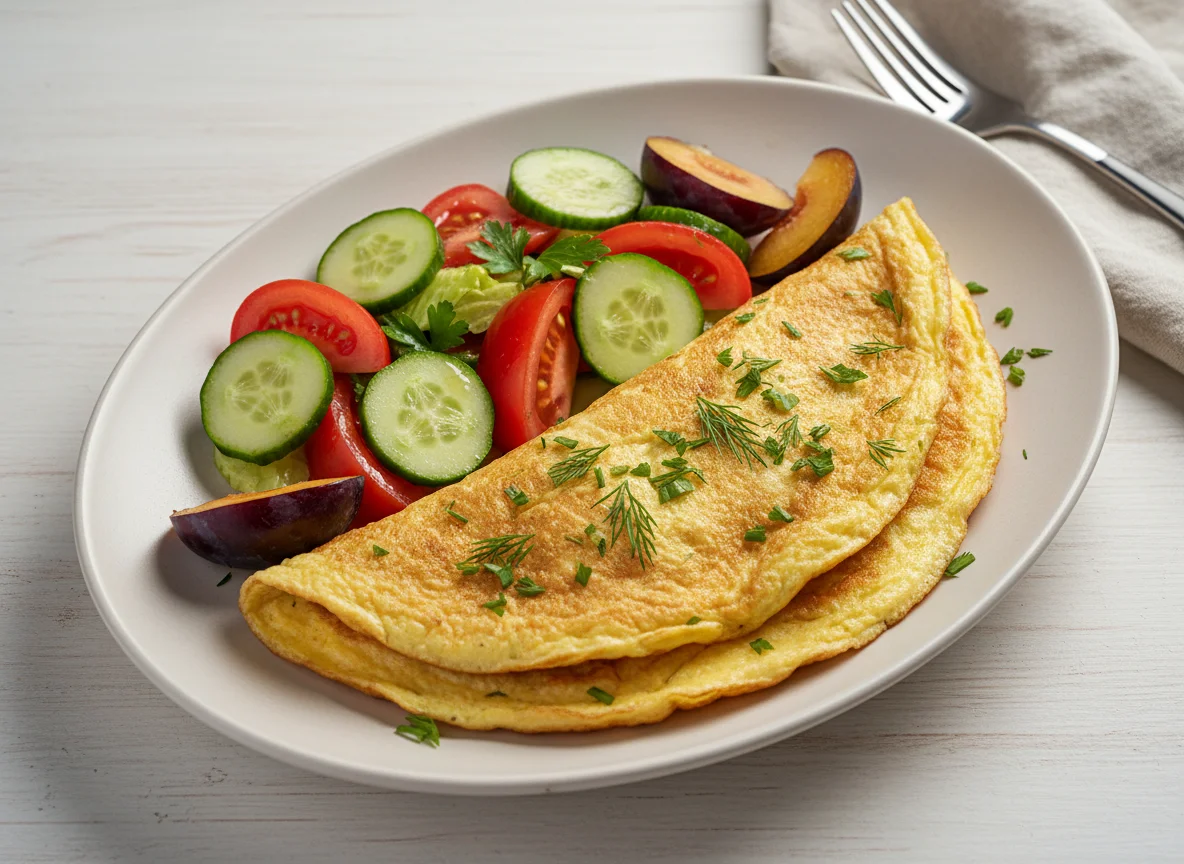 Омлет с овощным салатом photo