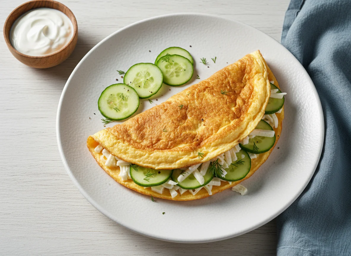 Омлет с сыром и огурцами photo