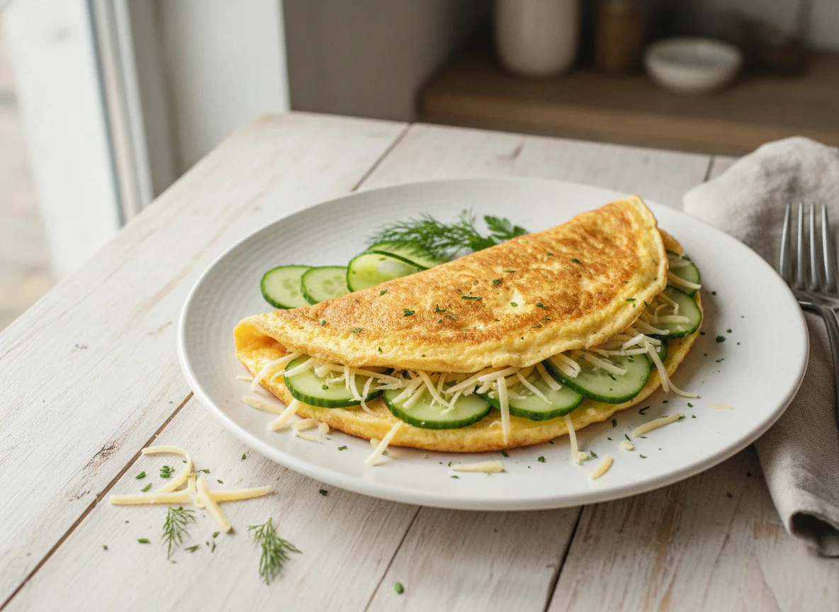 Омлет с сыром и огурцом photo