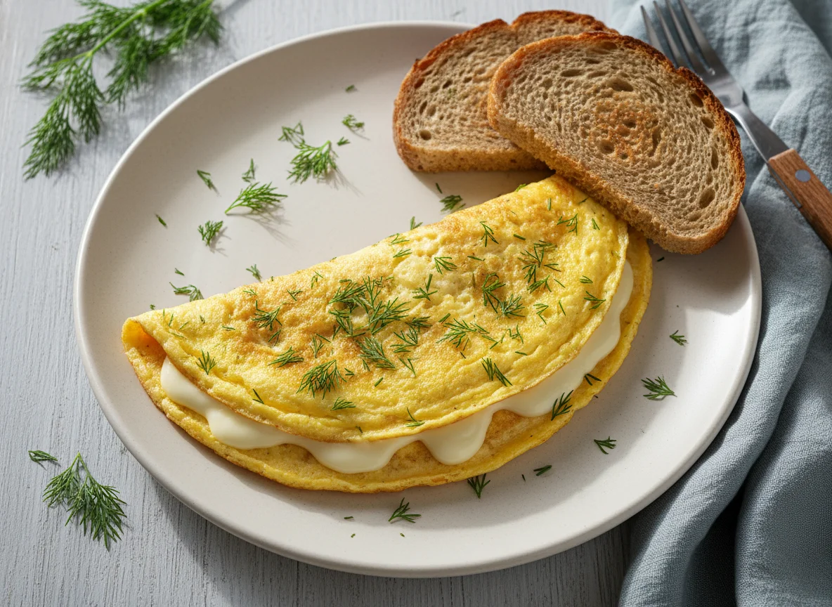 Омлет с сыром и зеленью photo