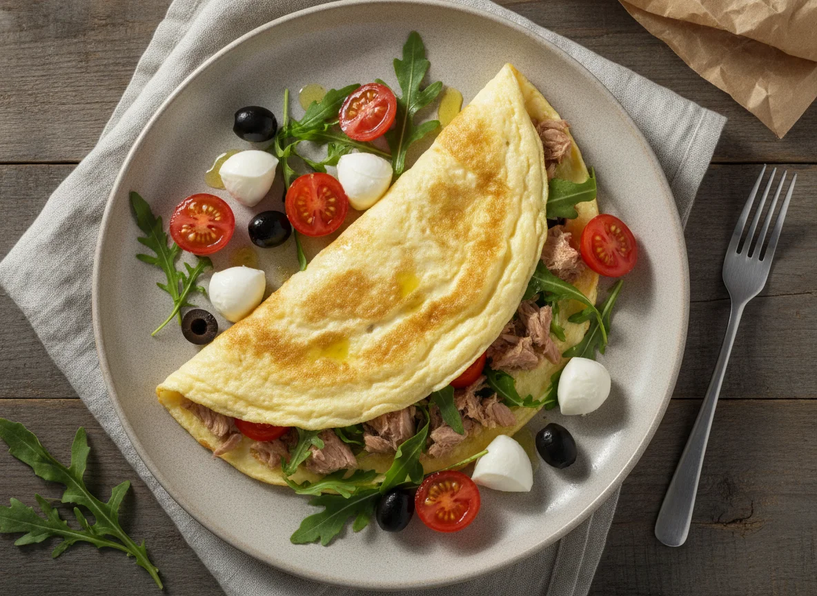 Омлет с тунцом и овощами photo