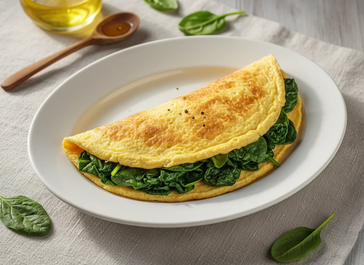 Омлет со шпинатом photo