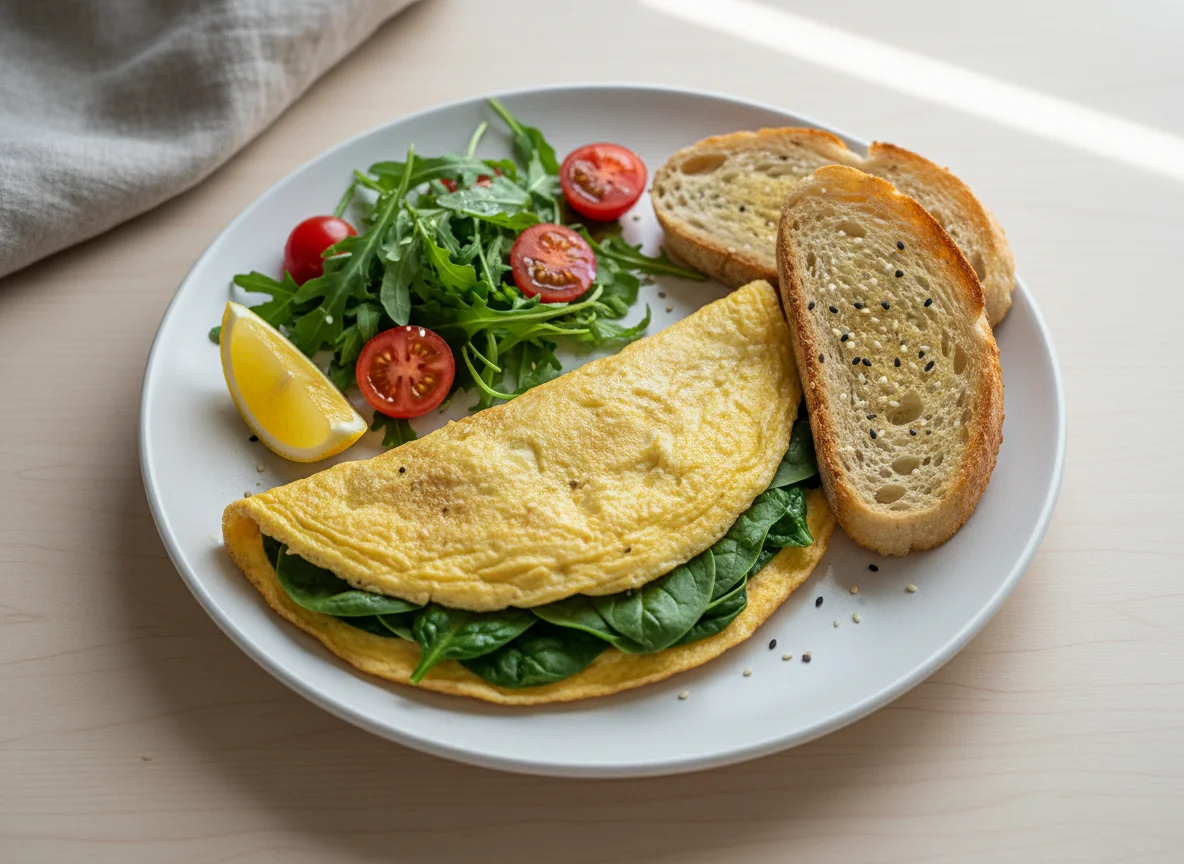 Омлет со шпинатом и гарниром photo