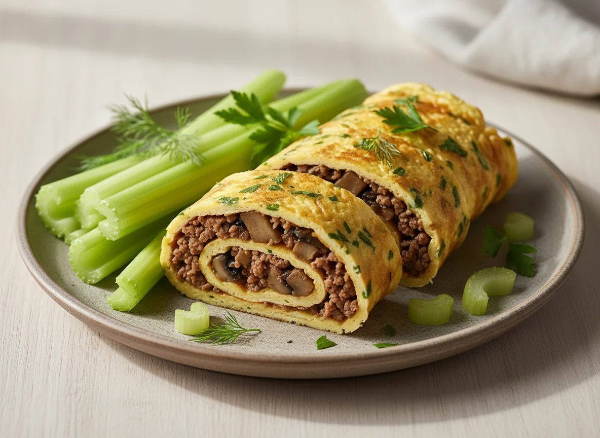 Омлетный рулет с начинкой и сельдереем photo