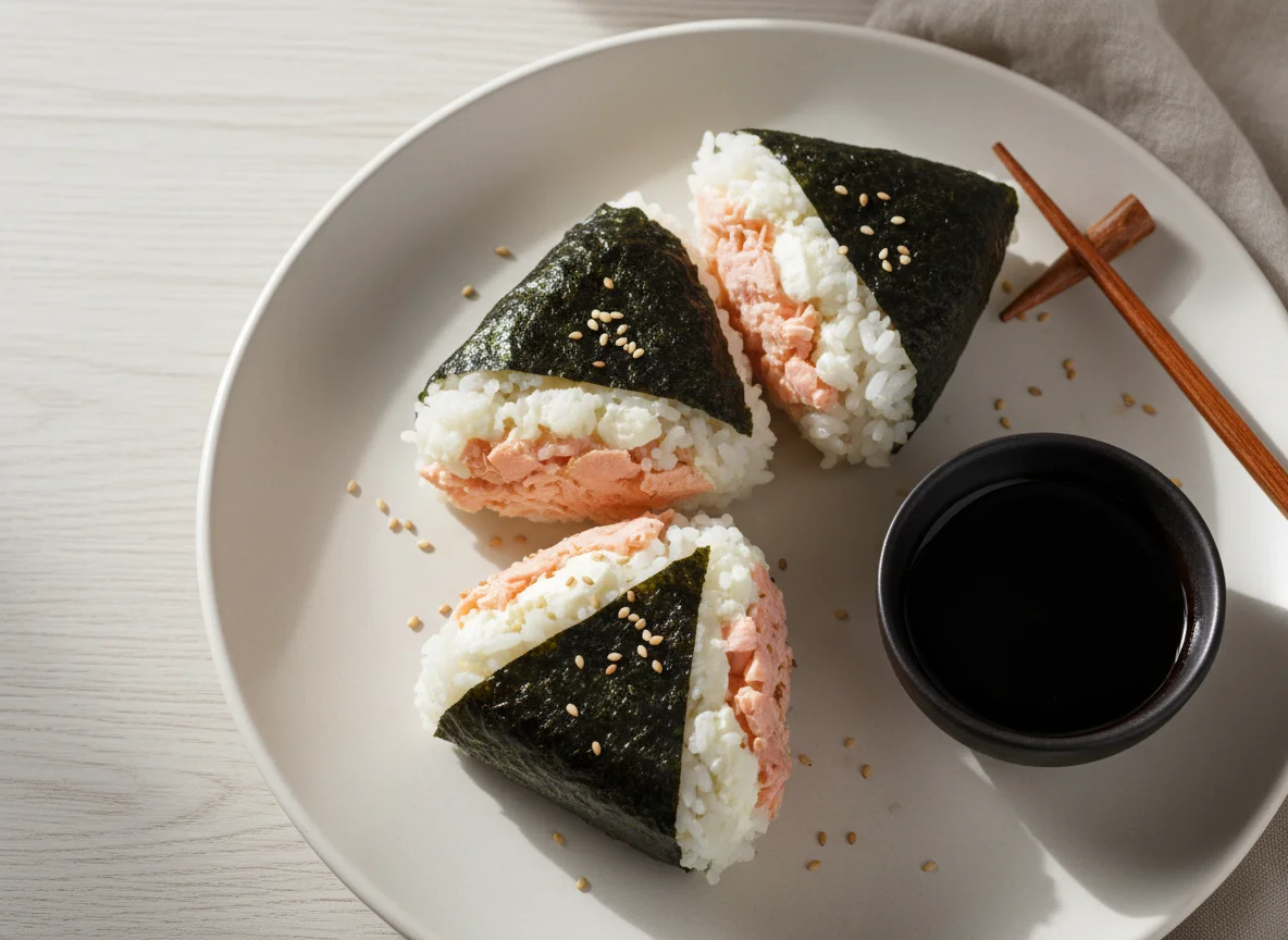 Онигири с лососем и сливочным сыром photo