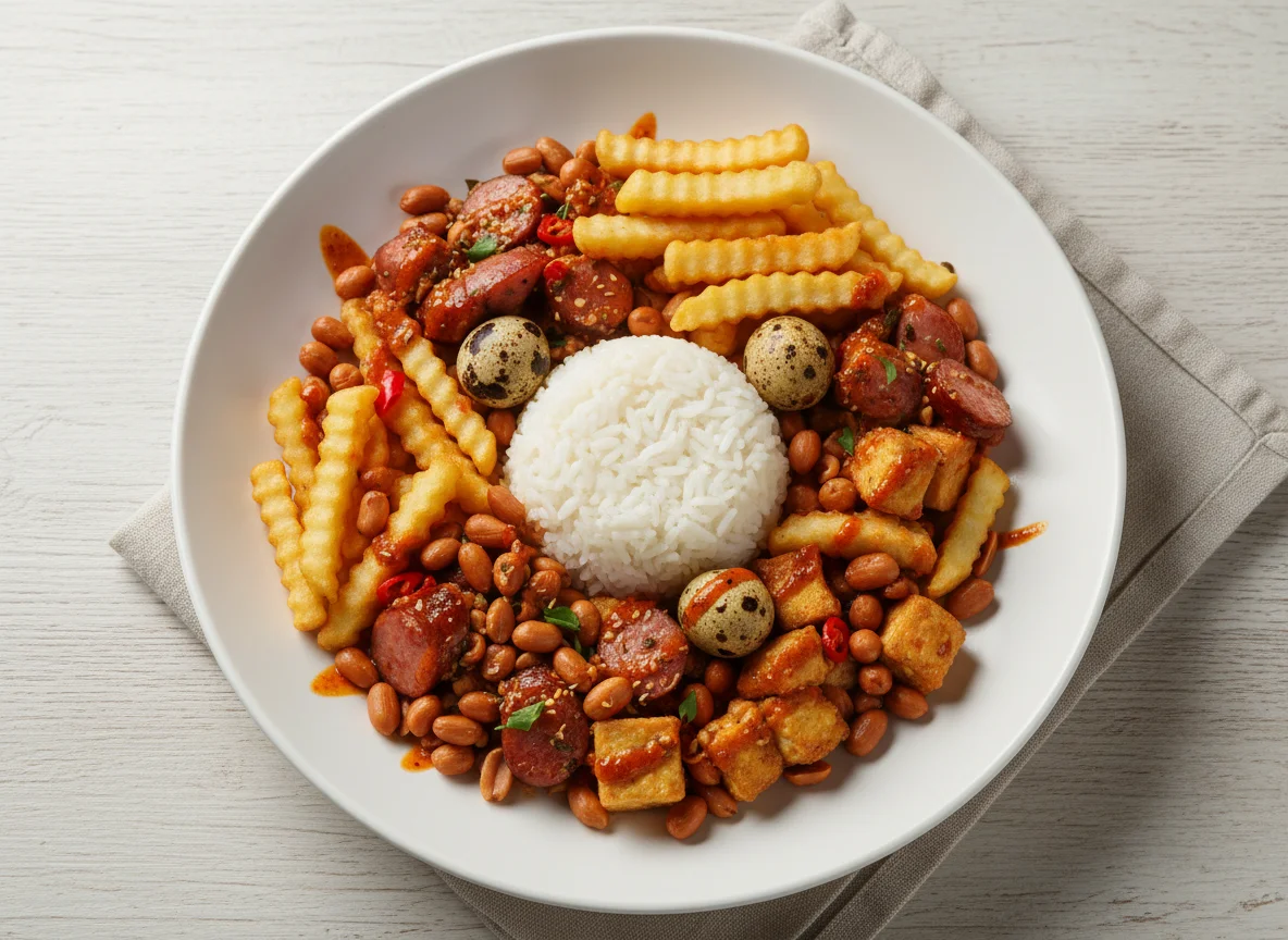 Острый микс с рисом photo