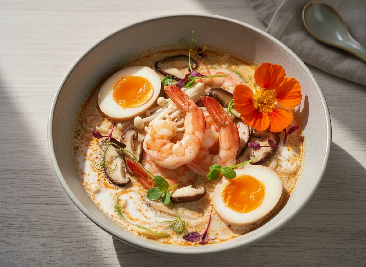 Острый суп с креветками photo