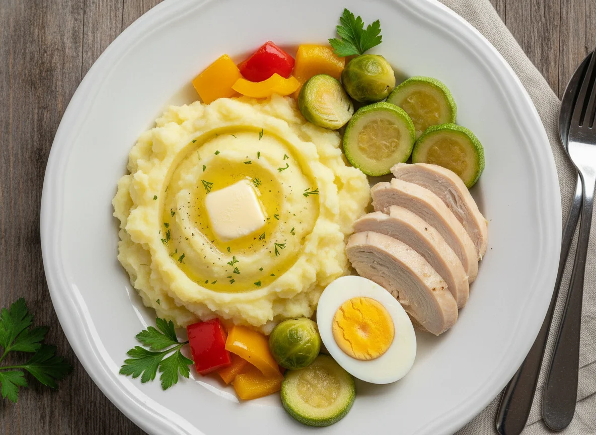 Отварная курица с картофелем и овощами photo