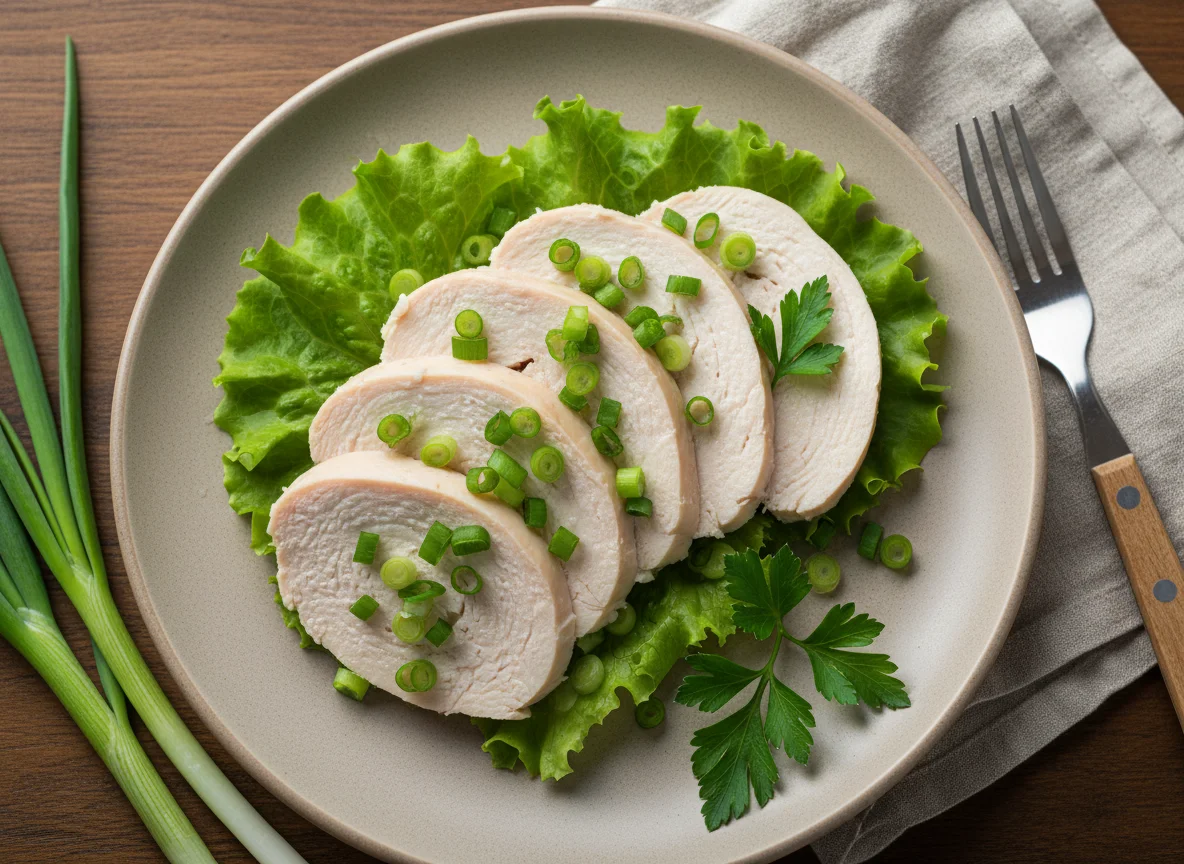Отварная куриная грудка с зеленью photo