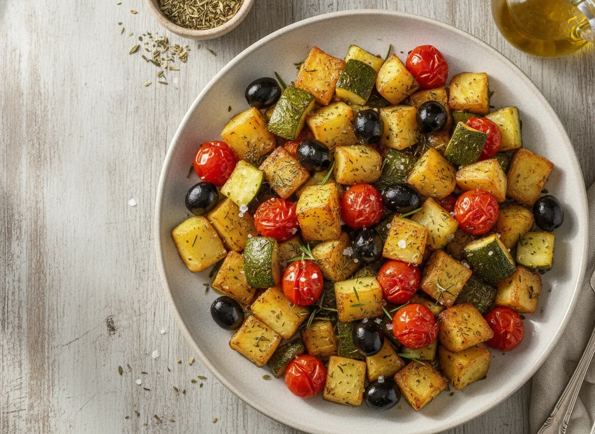 Овощи, запеченные с картофелем и оливками photo