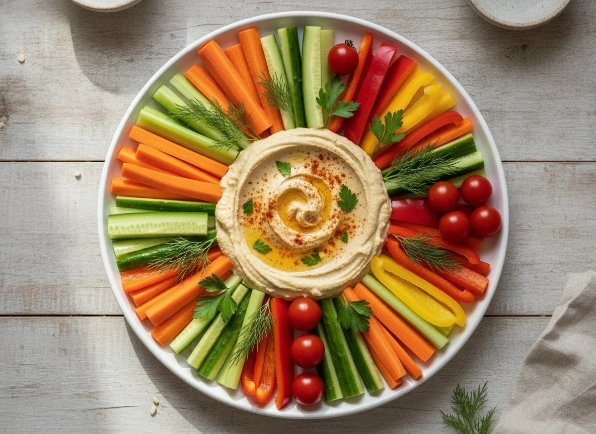 Овощная нарезка с хумусом photo