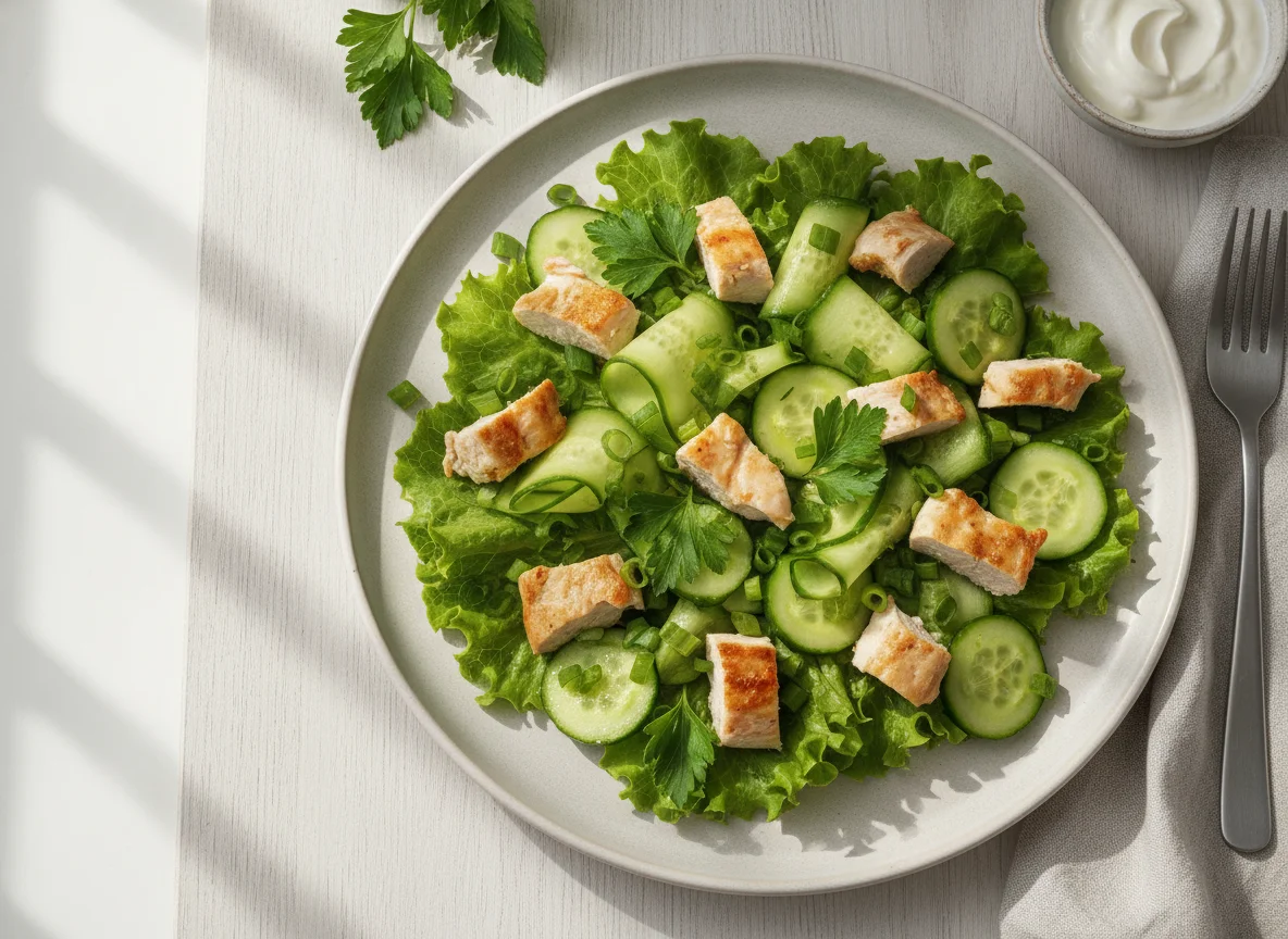 Овощная тарелка с курицей photo