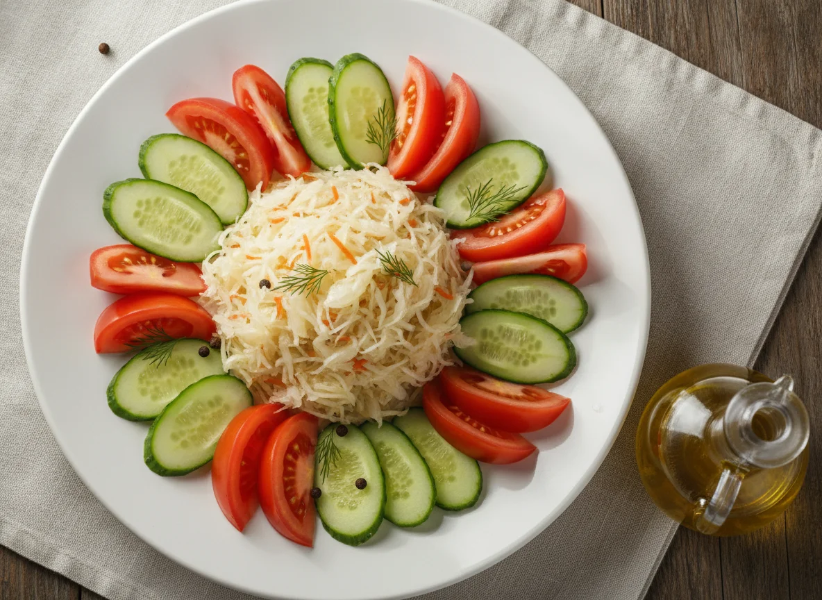 Овощная тарелка с квашеной капустой photo