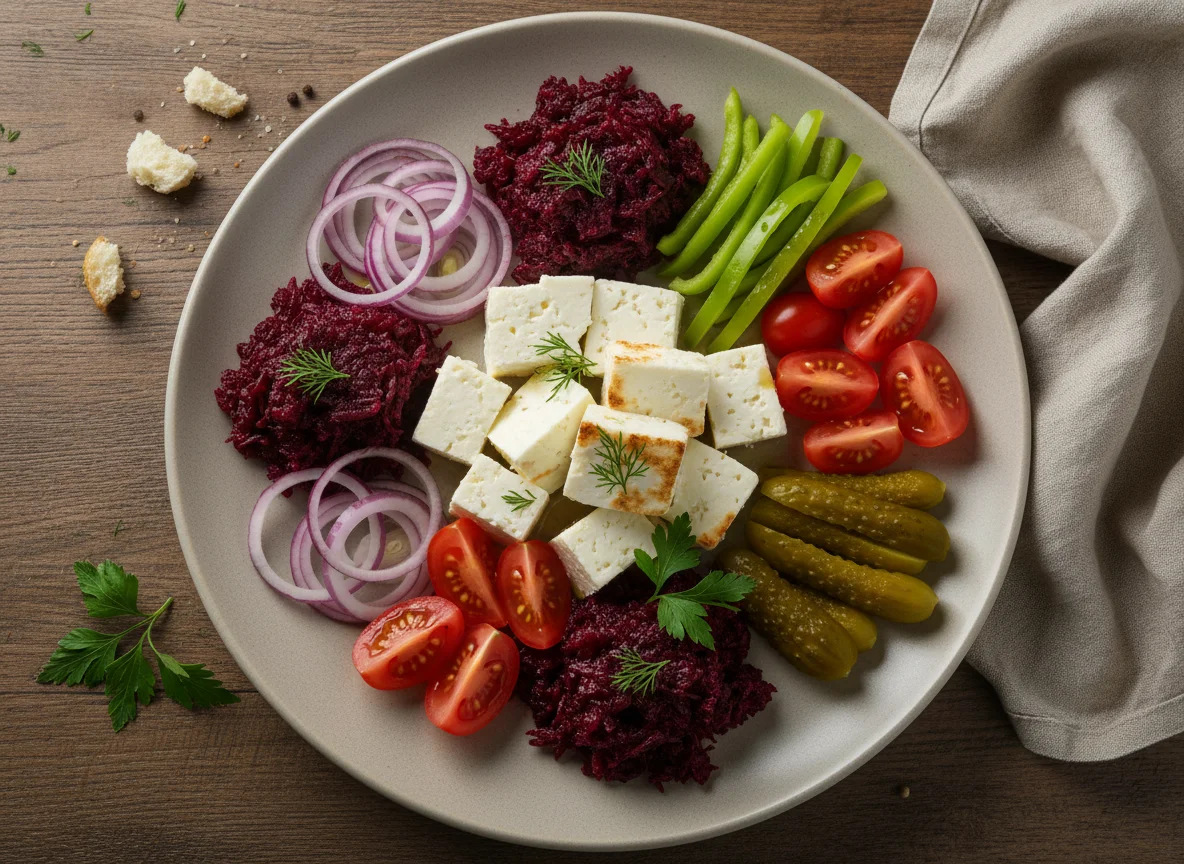 Овощная тарелка с сыром photo