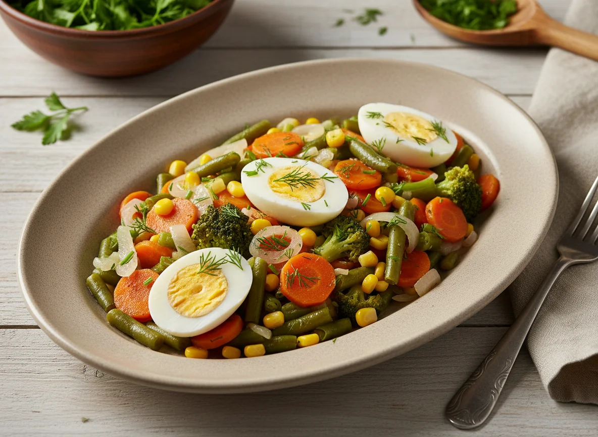 Овощное рагу с яйцами photo