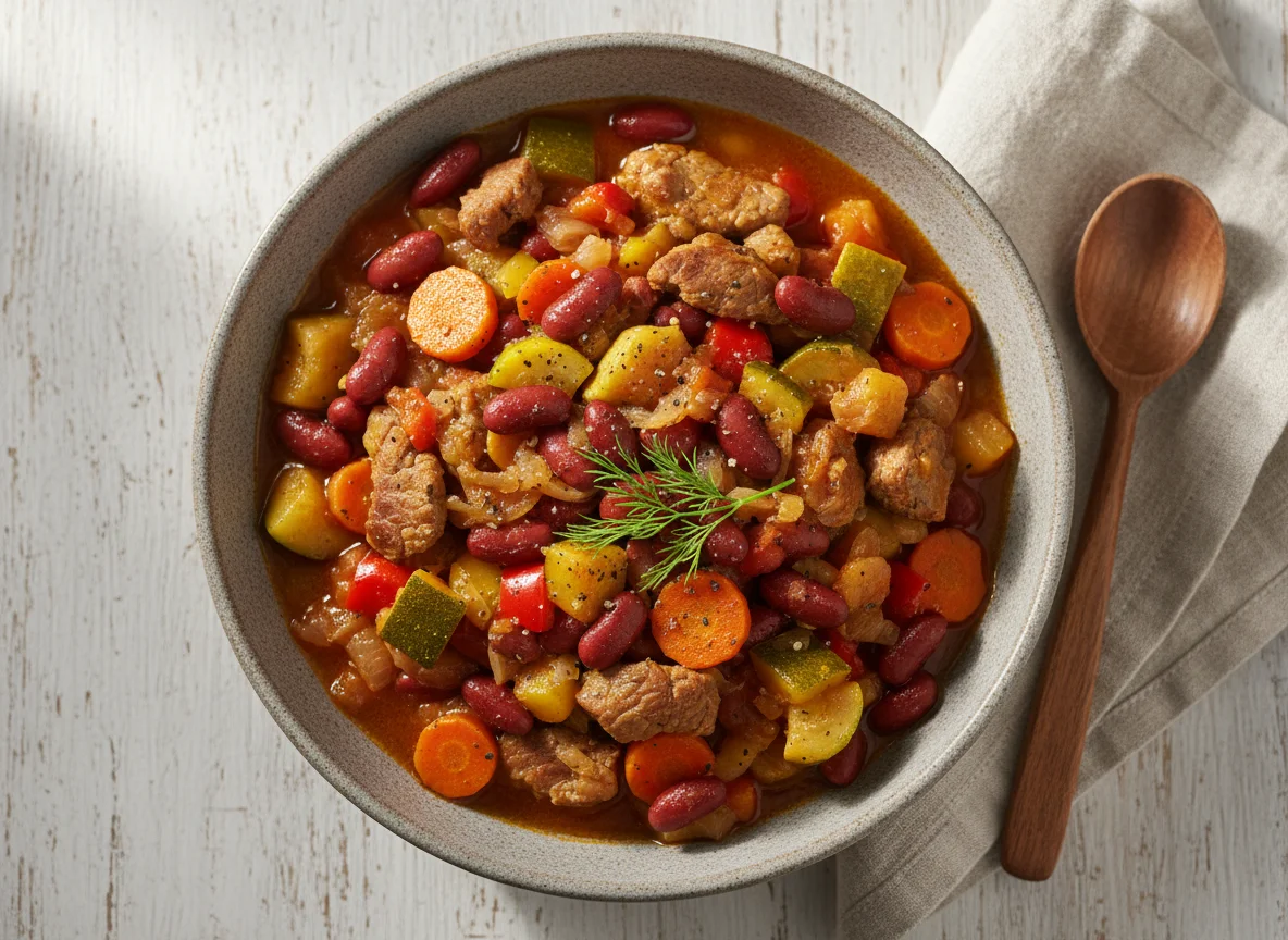 Овощное рагу с фасолью и мясом photo