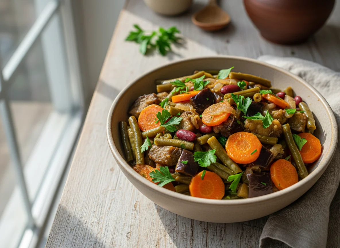 Овощное рагу с фасолью и морковью photo