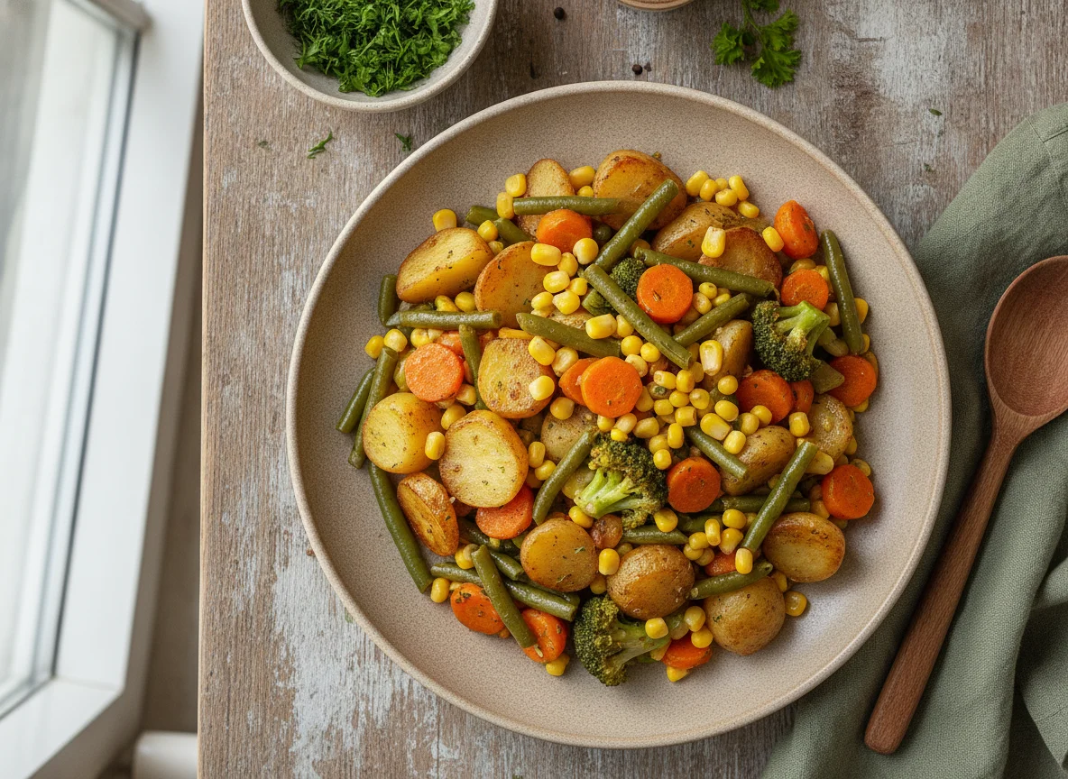 Овощное рагу с картофелем и кукурузой photo
