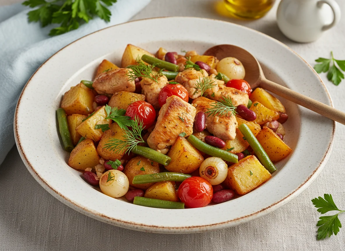 Овощное рагу с картофелем и курицей photo