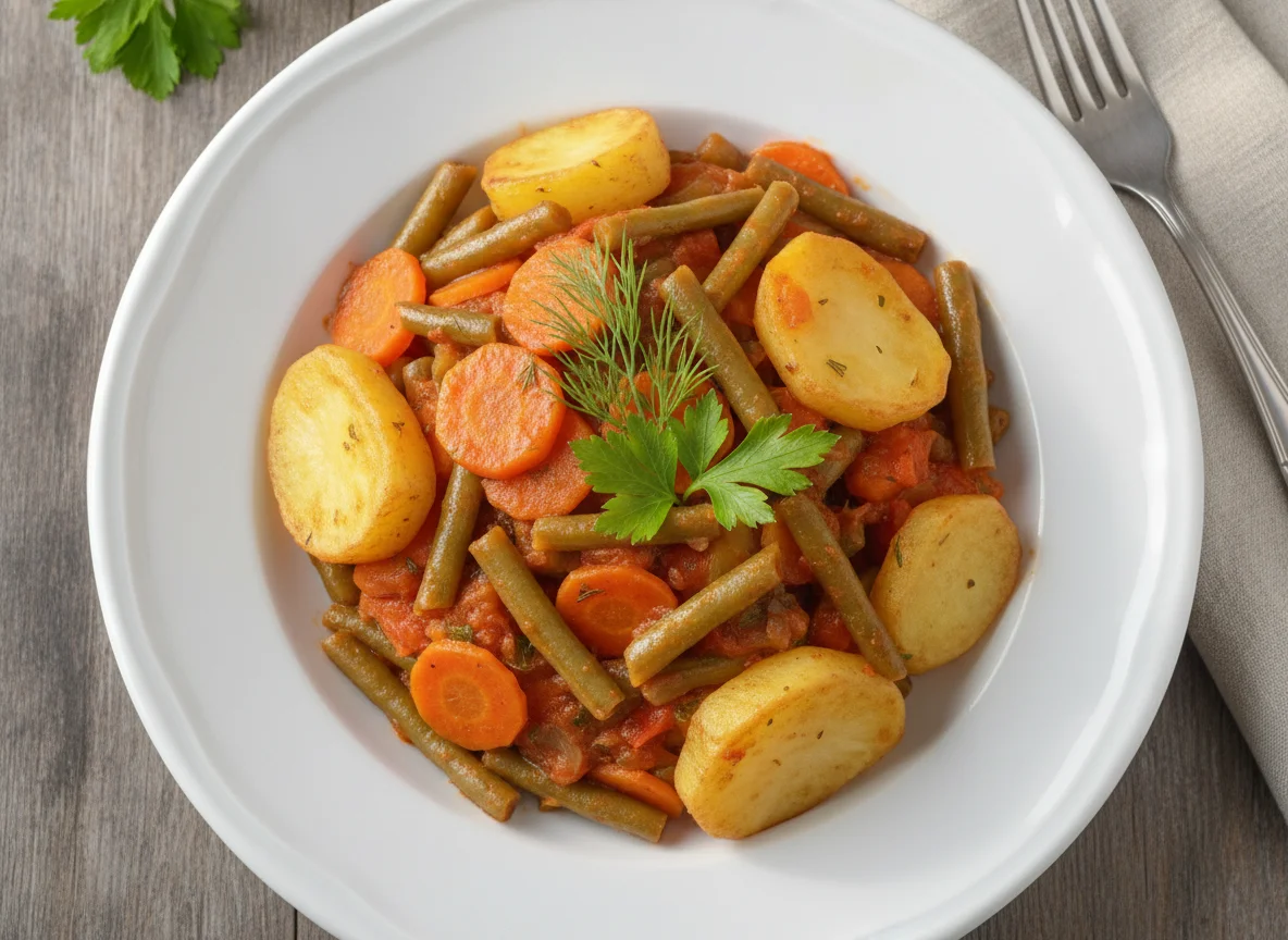 Овощное рагу с картофелем и стручковой фасолью photo