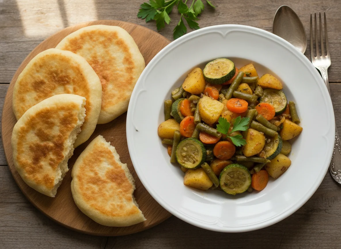 Овощное рагу с лепешками photo