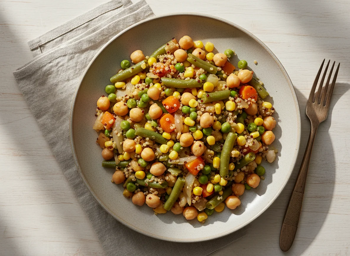 Овощное рагу с нутом и крупой photo