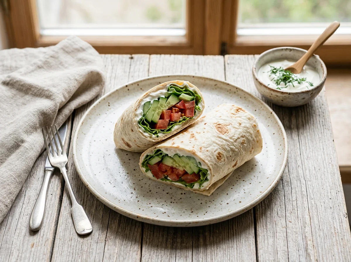 Овощной ролл с соусом photo