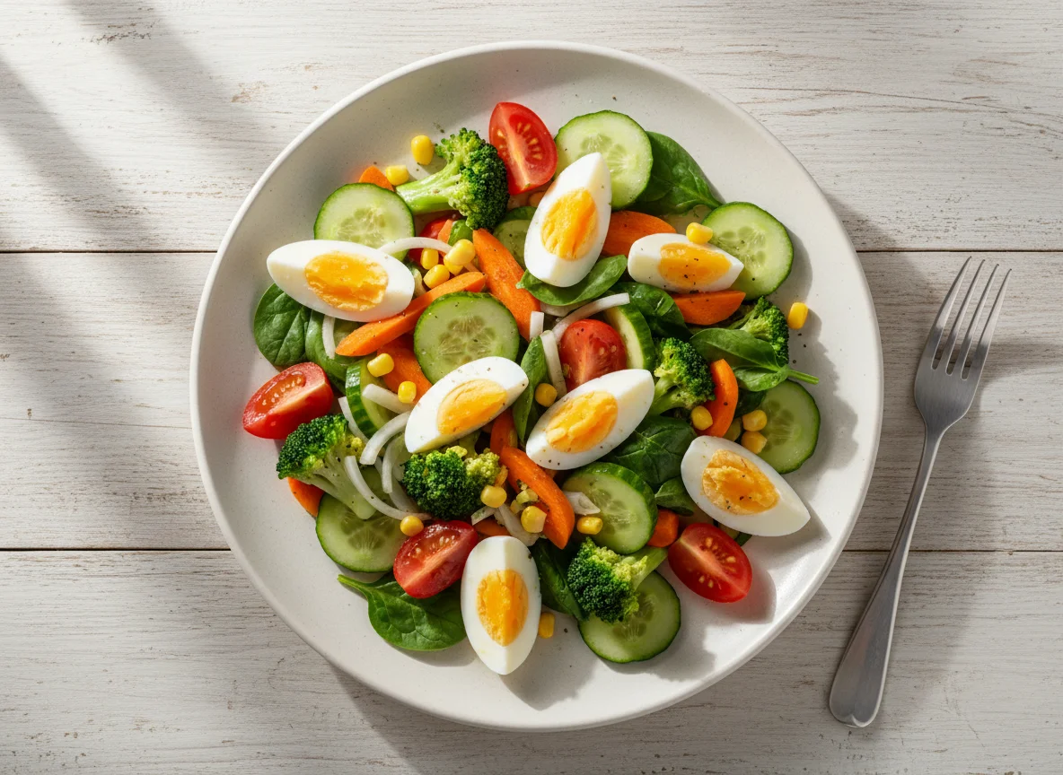 Овощной салат с яйцом photo