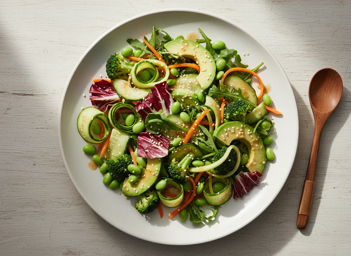 Овощной салат с авокадо и эдамаме photo