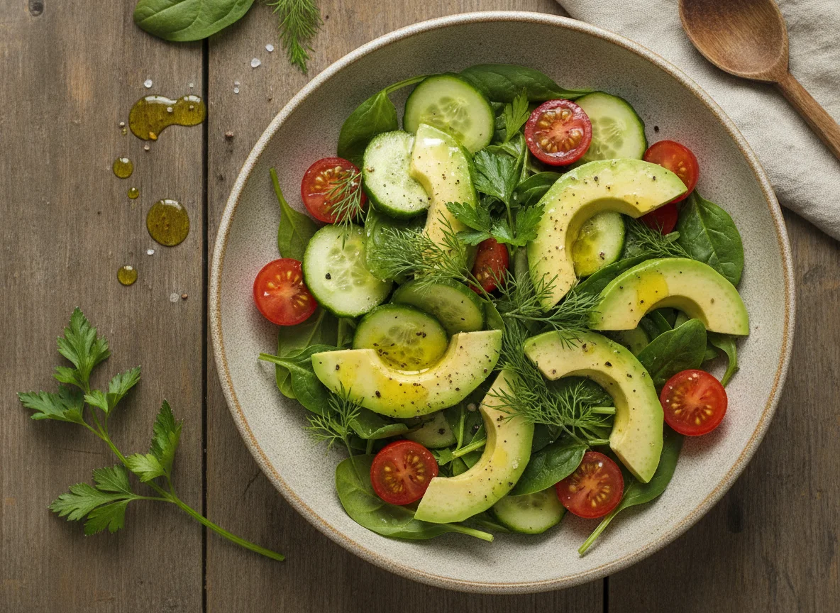 Овощной салат с авокадо и зеленью photo