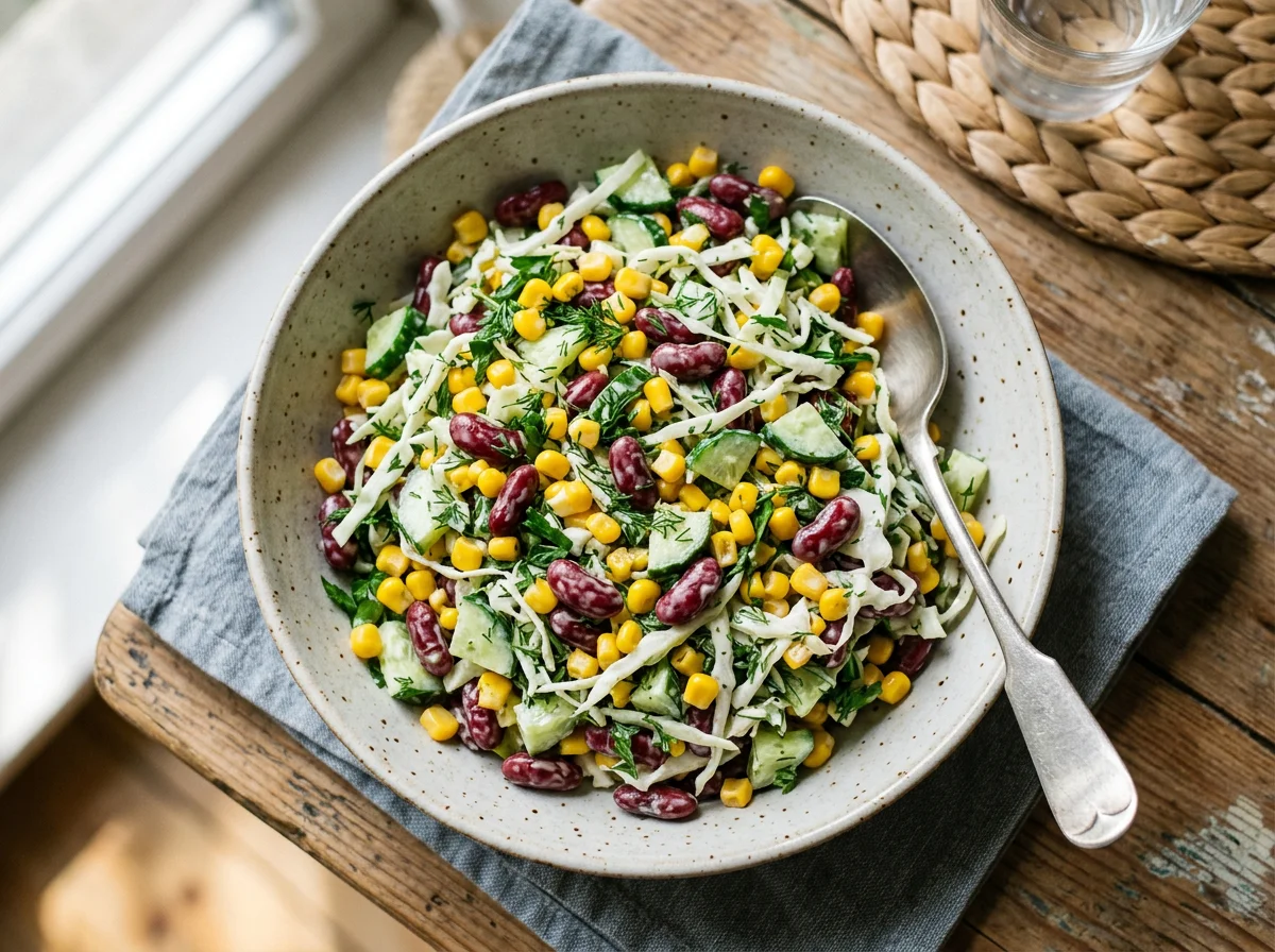 Овощной салат с фасолью и кукурузой photo