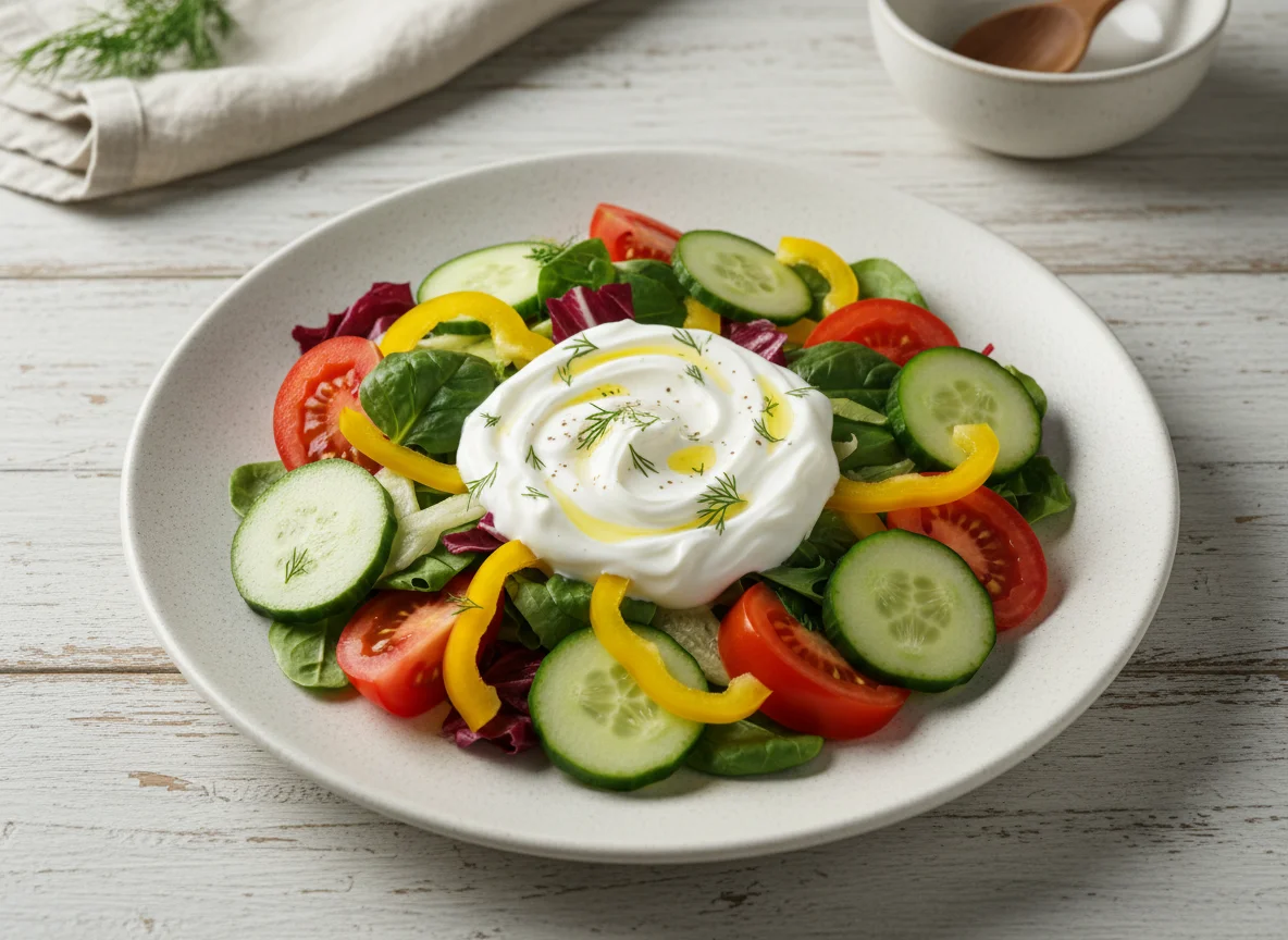 Овощной салат с греческим йогуртом photo