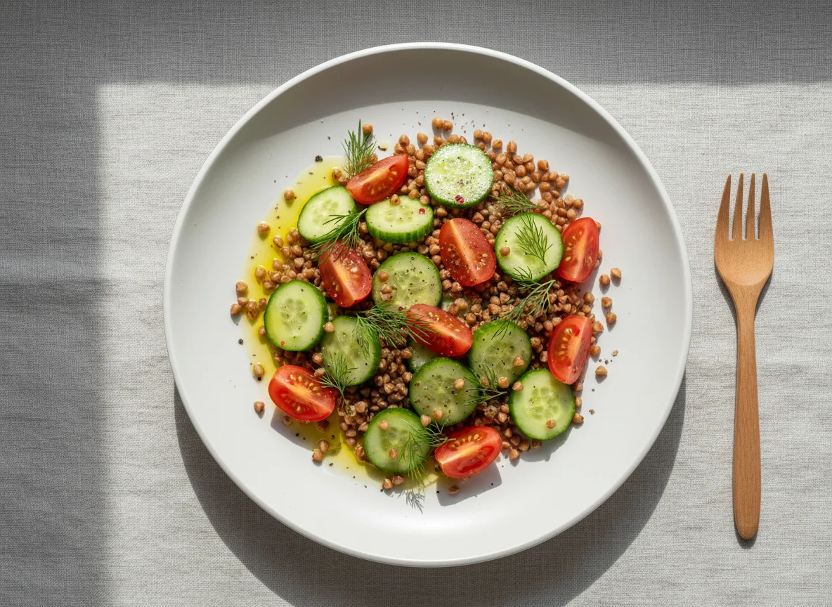 Овощной салат с гречкой photo