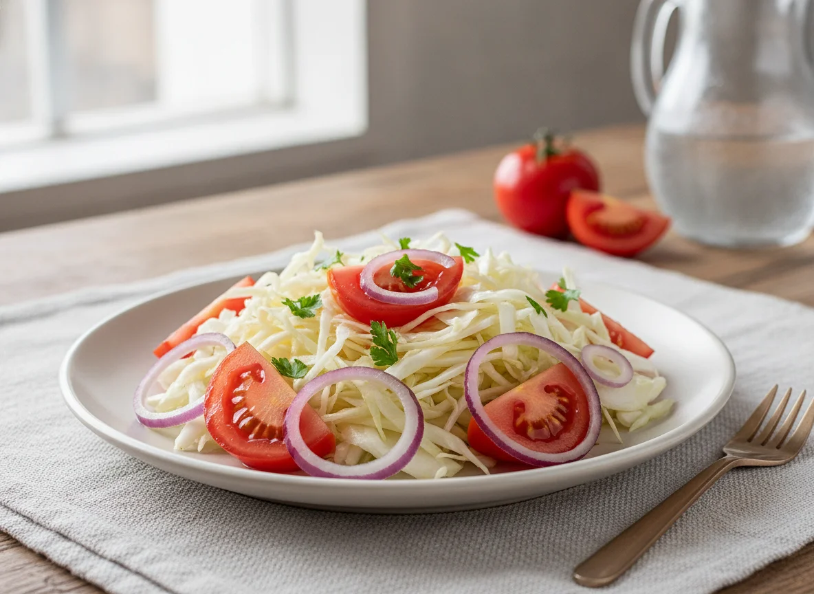 Овощной салат с капустой и помидорами photo