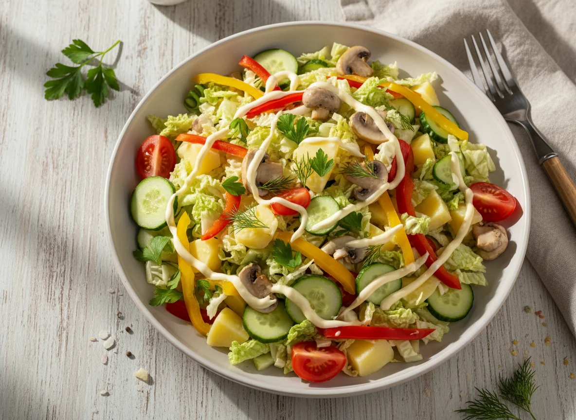 Овощной салат с картофелем и грибами photo