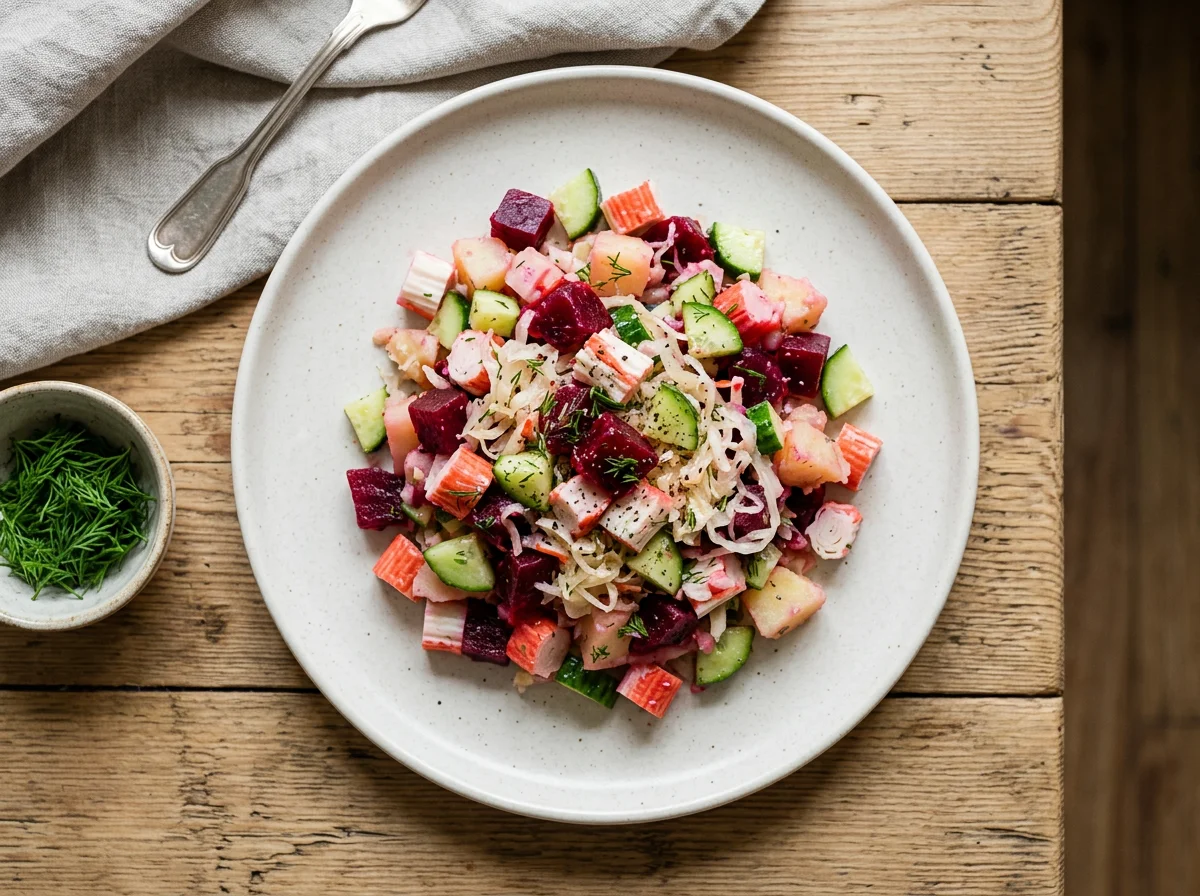 Овощной салат с крабовыми палочками photo