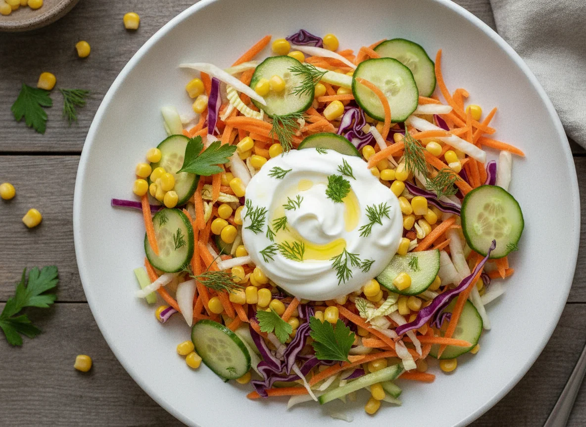 Овощной салат с кукурузой и греческим йогуртом photo