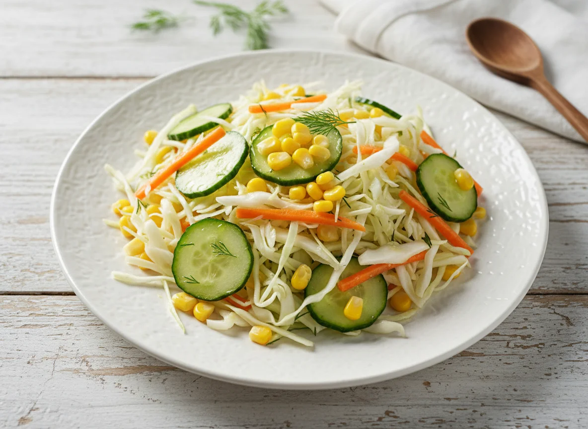 Овощной салат с кукурузой и капустой photo