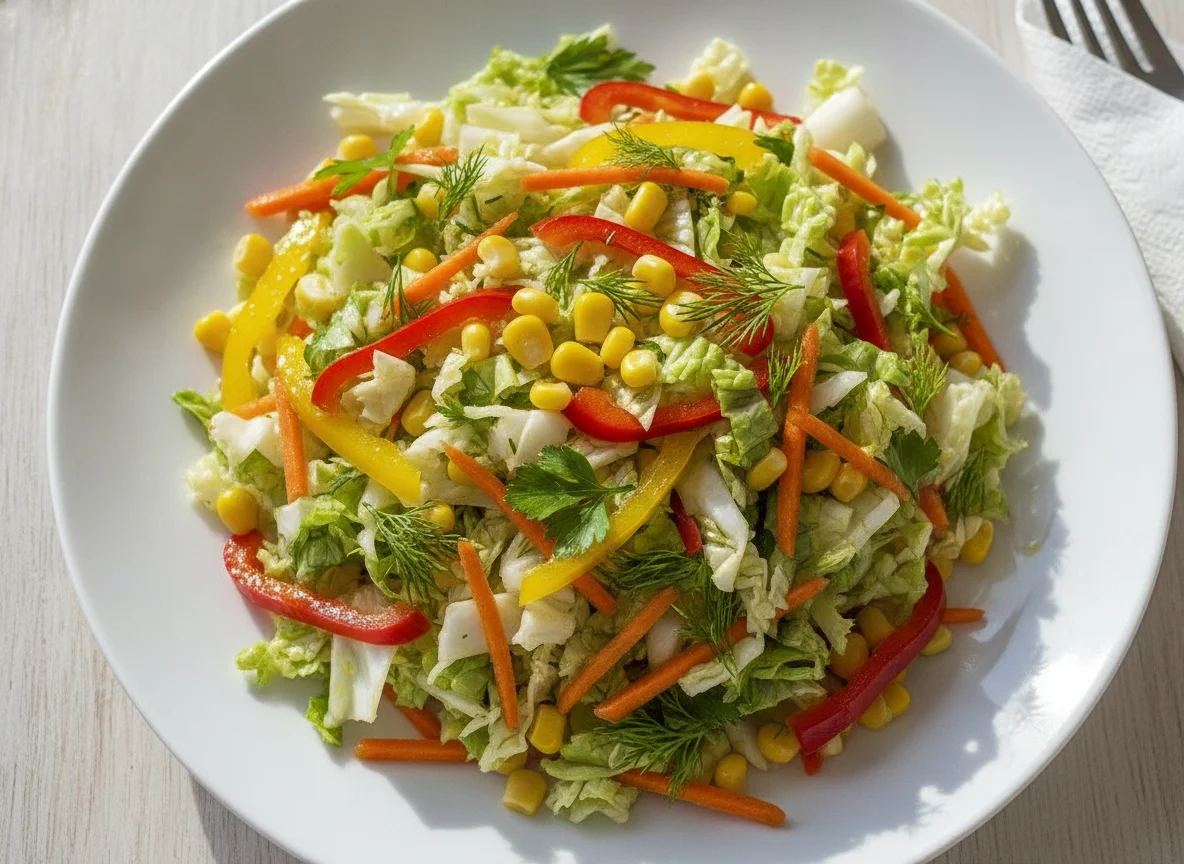 Овощной салат с кукурузой и пекинской капустой photo