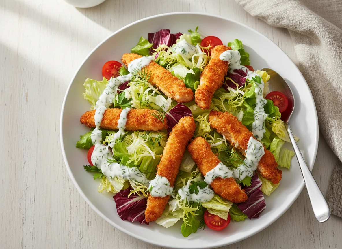 Овощной салат с курицей и йогуртовой заправкой photo