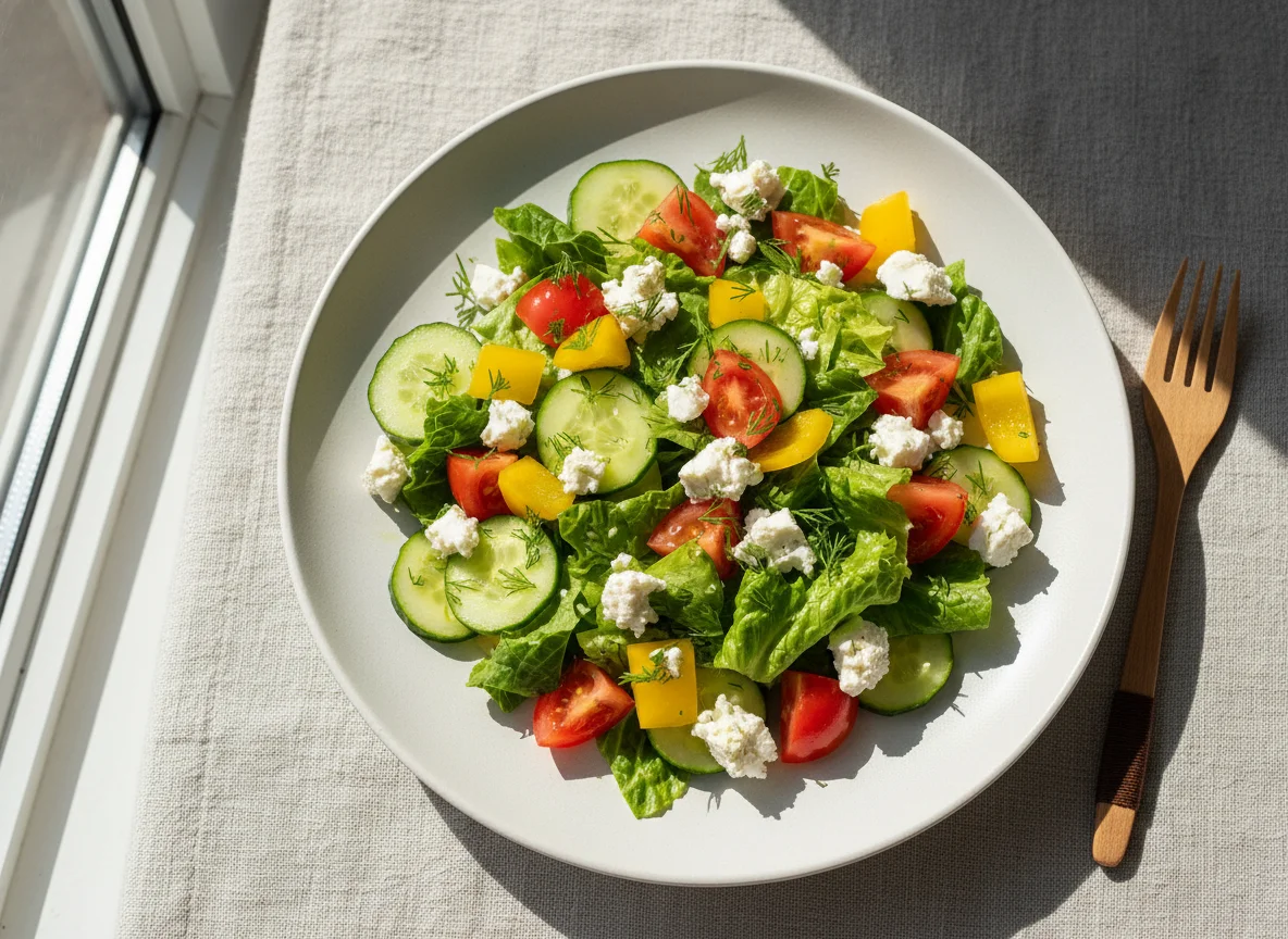 Овощной салат с легким сыром photo